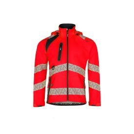 SYNQ Softshell Deteqtor Klasse 3 maat XS Fluor Rood/Zwart