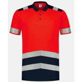 Tricorp Poloshirt Bicolor Klasse 1 maat 5XL Fluor Rood/Donkerblauw