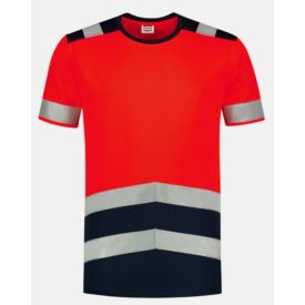 Tricorp T-shirt Bicolor Klasse 1 maat 5XL Fluor Rood/Donkerblauw